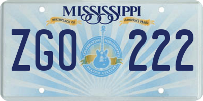 MS license plate ZGO222