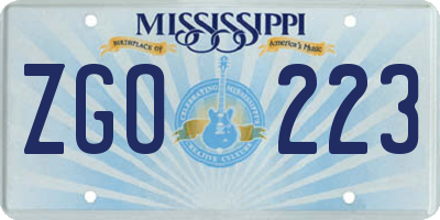 MS license plate ZGO223