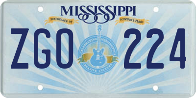 MS license plate ZGO224
