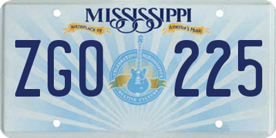 MS license plate ZGO225