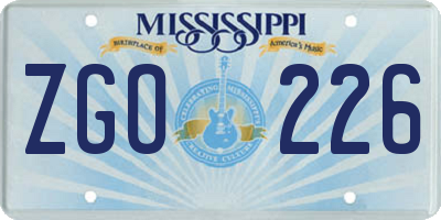 MS license plate ZGO226