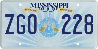 MS license plate ZGO228