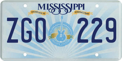 MS license plate ZGO229