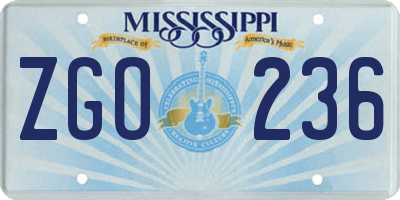 MS license plate ZGO236