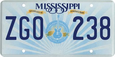 MS license plate ZGO238