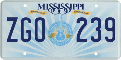 MS license plate ZGO239