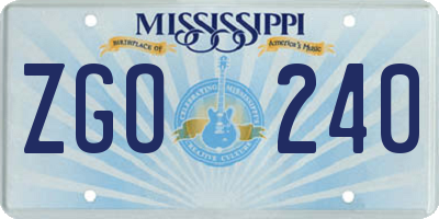 MS license plate ZGO240