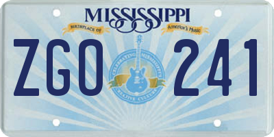 MS license plate ZGO241