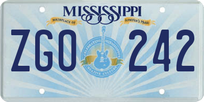 MS license plate ZGO242