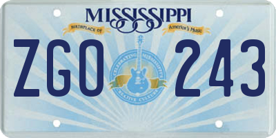 MS license plate ZGO243
