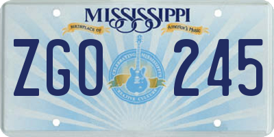 MS license plate ZGO245