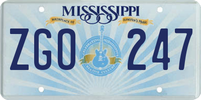 MS license plate ZGO247