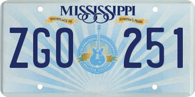 MS license plate ZGO251