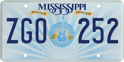 MS license plate ZGO252