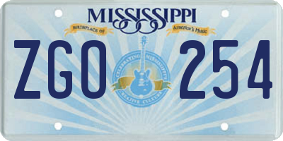 MS license plate ZGO254