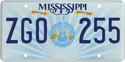 MS license plate ZGO255