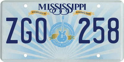 MS license plate ZGO258