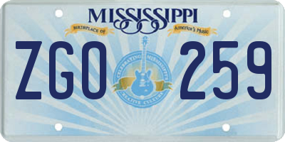 MS license plate ZGO259