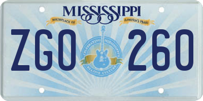 MS license plate ZGO260