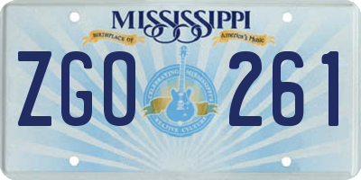 MS license plate ZGO261