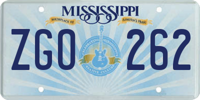 MS license plate ZGO262