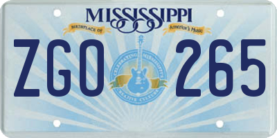 MS license plate ZGO265