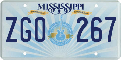 MS license plate ZGO267