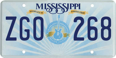 MS license plate ZGO268