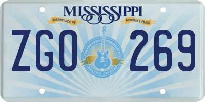 MS license plate ZGO269
