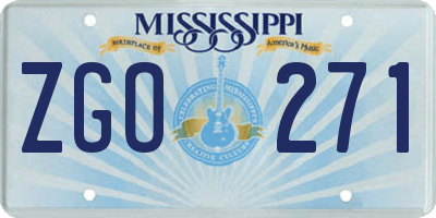 MS license plate ZGO271