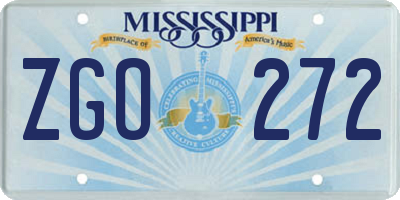 MS license plate ZGO272