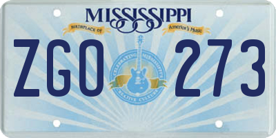 MS license plate ZGO273