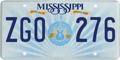 MS license plate ZGO276