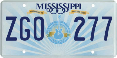 MS license plate ZGO277