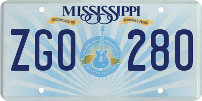 MS license plate ZGO280