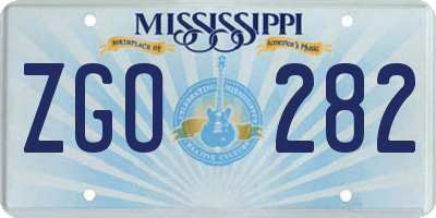 MS license plate ZGO282