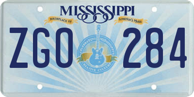 MS license plate ZGO284