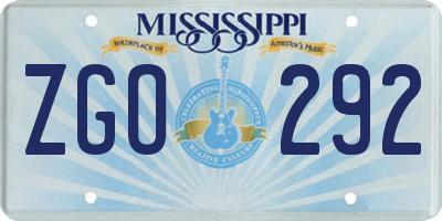 MS license plate ZGO292