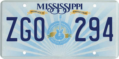 MS license plate ZGO294