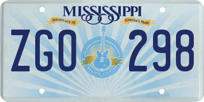 MS license plate ZGO298