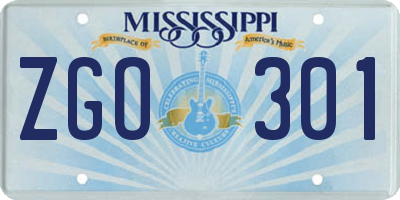 MS license plate ZGO301