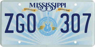 MS license plate ZGO307
