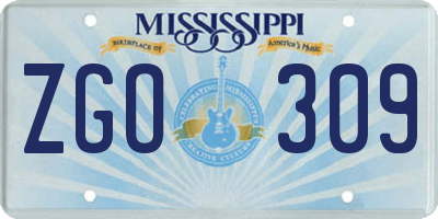 MS license plate ZGO309