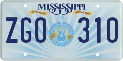 MS license plate ZGO310