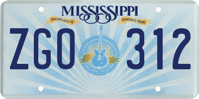 MS license plate ZGO312