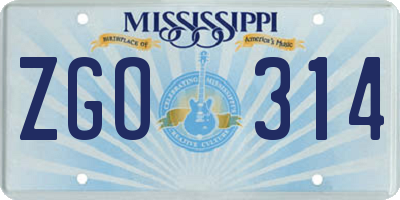 MS license plate ZGO314