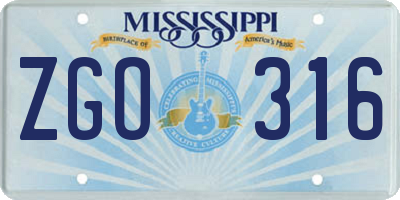 MS license plate ZGO316