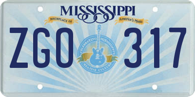 MS license plate ZGO317
