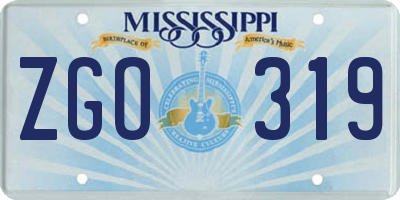 MS license plate ZGO319