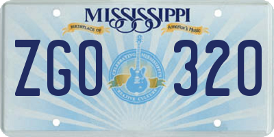 MS license plate ZGO320